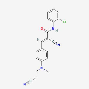 molecular formula C20H17ClN4O B2487364 (E)-N-(2-chlorophenyl)-2-cyano-3-[4-[2-cyanoethyl(methyl)amino]phenyl]prop-2-enamide CAS No. 728928-81-2