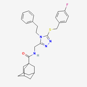 molecular formula C29H33FN4OS B2487370 N-[(5-{[(4-fluorophenyl)methyl]sulfanyl}-4-(2-phenylethyl)-4H-1,2,4-triazol-3-yl)methyl]adamantane-1-carboxamide CAS No. 477304-13-5