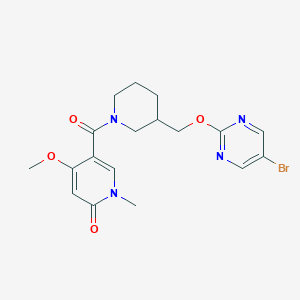 B2487377 5-[3-[(5-Bromopyrimidin-2-yl)oxymethyl]piperidine-1-carbonyl]-4-methoxy-1-methylpyridin-2-one CAS No. 2379989-31-6