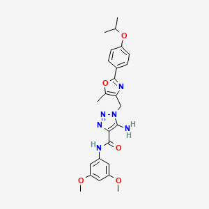 molecular formula C25H28N6O5 B2487384 5-amino-N-(3,5-dimethoxyphenyl)-1-({5-methyl-2-[4-(propan-2-yloxy)phenyl]-1,3-oxazol-4-yl}methyl)-1H-1,2,3-triazole-4-carboxamide CAS No. 1251692-97-3