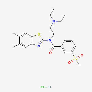 molecular formula C23H30ClN3O3S2 B2487412 N-(2-(diethylamino)ethyl)-N-(5,6-dimethylbenzo[d]thiazol-2-yl)-3-(methylsulfonyl)benzamide hydrochloride CAS No. 1216871-91-8