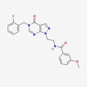 molecular formula C22H20FN5O3 B2487413 N-(2-(5-(2-fluorobenzyl)-4-oxo-4,5-dihydro-1H-pyrazolo[3,4-d]pyrimidin-1-yl)ethyl)-3-methoxybenzamide CAS No. 922082-46-0