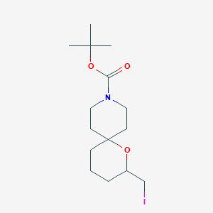 molecular formula C15H26INO3 B2487425 Tert-butyl 2-(iodomethyl)-1-oxa-9-azaspiro[5.5]undecane-9-carboxylate CAS No. 2141577-06-0