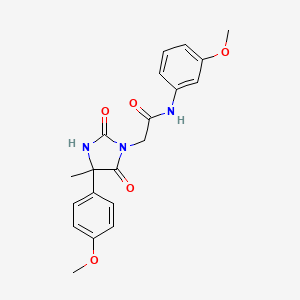 molecular formula C20H21N3O5 B2487465 N-(3-methoxyphenyl)-2-[4-(4-methoxyphenyl)-4-methyl-2,5-dioxoimidazolidin-1-yl]acetamide CAS No. 1052561-39-3