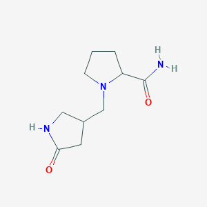 molecular formula C10H17N3O2 B2487474 1-((5-Oxopyrrolidin-3-yl)methyl)pyrrolidine-2-carboxamide CAS No. 2034201-12-0
