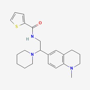 molecular formula C22H29N3OS B2487478 N-(2-(1-methyl-1,2,3,4-tetrahydroquinolin-6-yl)-2-(piperidin-1-yl)ethyl)thiophene-2-carboxamide CAS No. 922092-27-1