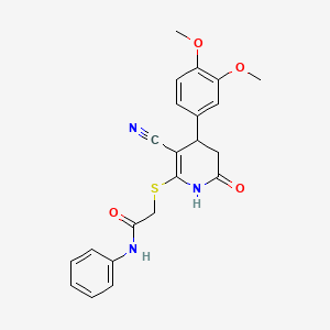 2-{[3-cyano-4-(3,4-dimethoxyphenyl)-6-hydroxy-4,5-dihydropyridin-2-yl]sulfanyl}-N-phenylacetamide