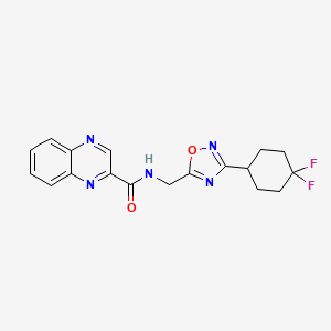 molecular formula C18H17F2N5O2 B2487505 N-((3-(4,4-difluorocyclohexyl)-1,2,4-oxadiazol-5-yl)methyl)quinoxaline-2-carboxamide CAS No. 2034305-97-8