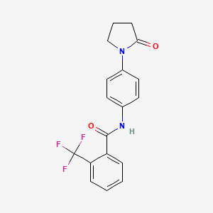 molecular formula C18H15F3N2O2 B2487513 N-[4-(2-oxopyrrolidin-1-yl)phenyl]-2-(trifluoromethyl)benzamide CAS No. 941888-91-1