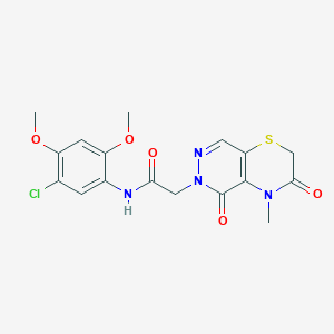 molecular formula C17H17ClN4O5S B2487532 N-(5-chloro-2,4-dimethoxyphenyl)-2-{4-methyl-3,5-dioxo-2H,3H,4H,5H,6H-pyridazino[4,5-b][1,4]thiazin-6-yl}acetamide CAS No. 1251674-43-7