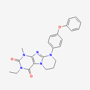molecular formula C23H23N5O3 B2487545 3-ethyl-1-methyl-9-(4-phenoxyphenyl)-1H,2H,3H,4H,6H,7H,8H,9H-pyrimido[1,2-g]purine-2,4-dione CAS No. 873076-83-6