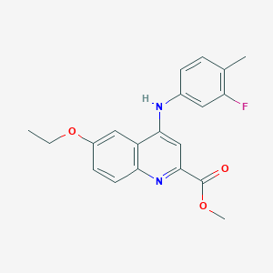 molecular formula C20H19FN2O3 B2487548 Methyl 6-ethoxy-4-[(3-fluoro-4-methylphenyl)amino]quinoline-2-carboxylate CAS No. 1206990-15-9