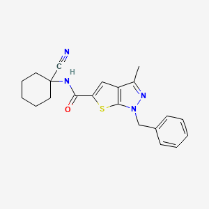 molecular formula C21H22N4OS B2487558 1-benzyl-N-(1-cyanocyclohexyl)-3-methyl-1H-thieno[2,3-c]pyrazole-5-carboxamide CAS No. 1647698-39-2