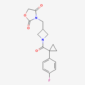 molecular formula C17H17FN2O4 B2487570 3-((1-(1-(4-Fluorophenyl)cyclopropanecarbonyl)azetidin-3-yl)methyl)oxazolidine-2,4-dione CAS No. 2034463-73-3