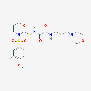 molecular formula C22H34N4O7S B2487576 N-{[3-(4-methoxy-3-methylbenzenesulfonyl)-1,3-oxazinan-2-yl]methyl}-N'-[3-(morpholin-4-yl)propyl]ethanediamide CAS No. 872986-06-6