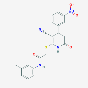 2-((3-cyano-4-(3-nitrophenyl)-6-oxo-1,4,5,6-tetrahydropyridin-2-yl)thio)-N-(m-tolyl)acetamide