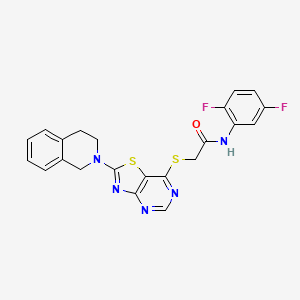 molecular formula C22H17F2N5OS2 B2487584 N-(2,5-difluorophenyl)-2-{[2-(1,2,3,4-tetrahydroisoquinolin-2-yl)-[1,3]thiazolo[4,5-d]pyrimidin-7-yl]sulfanyl}acetamide CAS No. 1189490-82-1