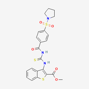 Methyl 3-(3-(4-(pyrrolidin-1-ylsulfonyl)benzoyl)thioureido)benzo[b]thiophene-2-carboxylate