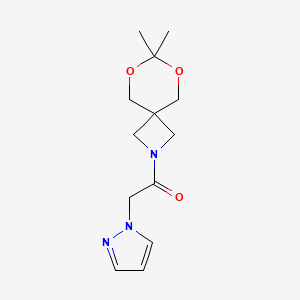 1-(7,7-dimethyl-6,8-dioxa-2-azaspiro[3.5]nonan-2-yl)-2-(1H-pyrazol-1-yl)ethanone