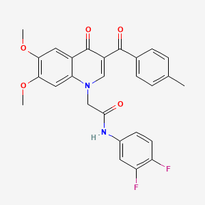 N-(3,4-difluorophenyl)-2-[6,7-dimethoxy-3-(4-methylbenzoyl)-4-oxoquinolin-1-yl]acetamide