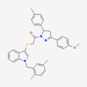 B2487593 2-((1-(2,5-dimethylbenzyl)-1H-indol-3-yl)thio)-1-(3-(4-methoxyphenyl)-5-(p-tolyl)-4,5-dihydro-1H-pyrazol-1-yl)ethanone CAS No. 681279-80-1