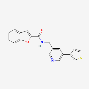 N-((5-(thiophen-3-yl)pyridin-3-yl)methyl)benzofuran-2-carboxamide