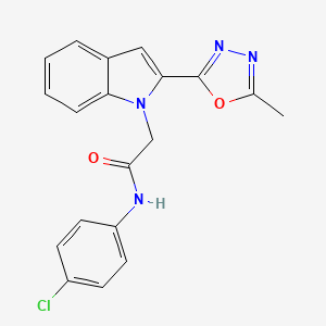molecular formula C19H15ClN4O2 B2487634 N-(4-chlorophenyl)-2-[2-(5-methyl-1,3,4-oxadiazol-2-yl)-1H-indol-1-yl]acetamide CAS No. 923673-68-1