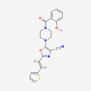 (E)-5-(4-(2-methoxybenzoyl)piperazin-1-yl)-2-(2-(thiophen-2-yl)vinyl)oxazole-4-carbonitrile