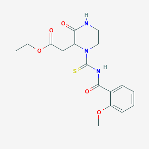 Ethyl (1-{[(2-methoxyphenyl)carbonyl]carbamothioyl}-3-oxopiperazin-2-yl)acetate