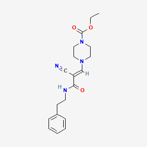 molecular formula C19H24N4O3 B2487668 (E)-ethyl 4-(2-cyano-3-oxo-3-(phenethylamino)prop-1-en-1-yl)piperazine-1-carboxylate CAS No. 885181-12-4