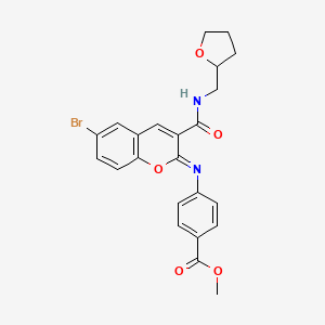 molecular formula C23H21BrN2O5 B2487670 methyl 4-({(2Z)-6-bromo-3-[(tetrahydrofuran-2-ylmethyl)carbamoyl]-2H-chromen-2-ylidene}amino)benzoate CAS No. 1327168-54-6