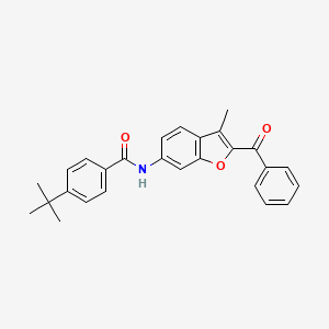 molecular formula C27H25NO3 B2487675 N-(2-benzoyl-3-methyl-1-benzofuran-6-yl)-4-tert-butylbenzamide CAS No. 923244-05-7