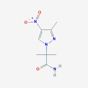molecular formula C8H12N4O3 B2487679 2-methyl-2-(3-methyl-4-nitro-1H-pyrazol-1-yl)propanamide CAS No. 1374829-43-2