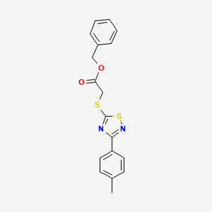 molecular formula C18H16N2O2S2 B2487684 Benzyl 2-((3-(p-tolyl)-1,2,4-thiadiazol-5-yl)thio)acetate CAS No. 864917-59-9