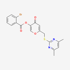 molecular formula C19H15BrN2O4S B2487693 6-(((4,6-dimethylpyrimidin-2-yl)thio)methyl)-4-oxo-4H-pyran-3-yl 2-bromobenzoate CAS No. 877635-81-9