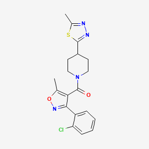 molecular formula C19H19ClN4O2S B2487695 (3-(2-Chlorophenyl)-5-methylisoxazol-4-yl)(4-(5-methyl-1,3,4-thiadiazol-2-yl)piperidin-1-yl)methanone CAS No. 1396886-27-3
