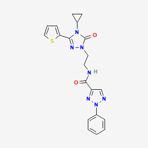 molecular formula C20H19N7O2S B2487701 N-(2-(4-cyclopropyl-5-oxo-3-(thiophen-2-yl)-4,5-dihydro-1H-1,2,4-triazol-1-yl)ethyl)-2-phenyl-2H-1,2,3-triazole-4-carboxamide CAS No. 1448077-64-2