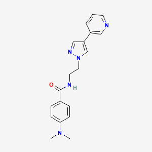 molecular formula C19H21N5O B2487702 4-(二甲胺)-N-{2-[4-(吡啶-3-基)-1H-吡唑-1-基]乙基}苯甲酰胺 CAS No. 2097865-04-6