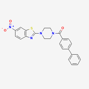 molecular formula C24H20N4O3S B2487706 [1,1'-Biphenyl]-4-yl(4-(6-nitrobenzo[d]thiazol-2-yl)piperazin-1-yl)methanone CAS No. 897473-76-6