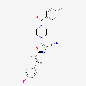 molecular formula C24H21FN4O2 B2487717 (E)-2-(4-fluorostyryl)-5-(4-(4-methylbenzoyl)piperazin-1-yl)oxazole-4-carbonitrile CAS No. 941010-17-9