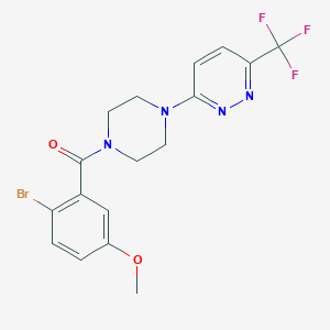 molecular formula C17H16BrF3N4O2 B2487721 (2-Bromo-5-methoxyphenyl)-[4-[6-(trifluoromethyl)pyridazin-3-yl]piperazin-1-yl]methanone CAS No. 2380182-33-0