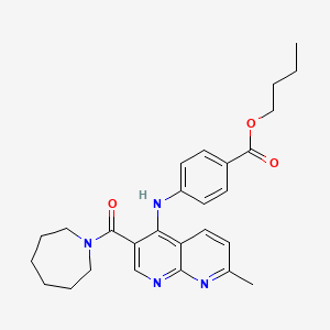 molecular formula C27H32N4O3 B2487725 Butyl 4-{[3-(azepane-1-carbonyl)-7-methyl-1,8-naphthyridin-4-yl]amino}benzoate CAS No. 1251570-27-0