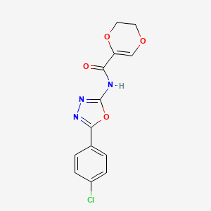 molecular formula C13H10ClN3O4 B2487734 N-(5-(4-chlorophenyl)-1,3,4-oxadiazol-2-yl)-5,6-dihydro-1,4-dioxine-2-carboxamide CAS No. 865287-29-2