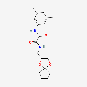 molecular formula C18H24N2O4 B2487739 N1-(1,4-dioxaspiro[4.4]nonan-2-ylmethyl)-N2-(3,5-dimethylphenyl)oxalamide CAS No. 899734-24-8