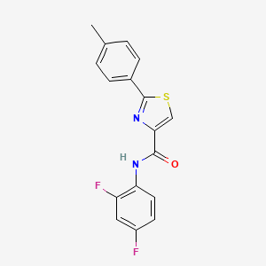 molecular formula C17H12F2N2OS B2487742 N-(2,4-二氟苯基)-2-(4-甲基苯基)-1,3-噻唑-4-甲酸酰胺 CAS No. 400079-14-3