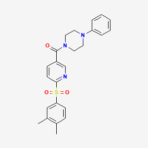 molecular formula C24H25N3O3S B2487743 1-({6-[(3,4-Dimethylphenyl)sulfonyl]pyridin-3-yl}carbonyl)-4-phenylpiperazine CAS No. 1286728-23-1