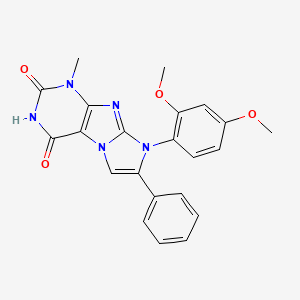 molecular formula C22H19N5O4 B2487744 8-(2,4-dimethoxyphenyl)-1-methyl-7-phenyl-1H-imidazo[2,1-f]purine-2,4(3H,8H)-dione CAS No. 887466-55-9