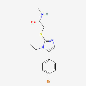 molecular formula C14H16BrN3OS B2487746 2-((5-(4-bromophenyl)-1-ethyl-1H-imidazol-2-yl)thio)-N-methylacetamide CAS No. 1207013-36-2