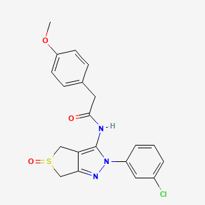molecular formula C20H18ClN3O3S B2487747 N-(2-(3-chlorophenyl)-5-oxido-4,6-dihydro-2H-thieno[3,4-c]pyrazol-3-yl)-2-(4-methoxyphenyl)acetamide CAS No. 958976-82-4