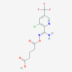 molecular formula C12H11ClF3N3O4 B2487748 5-[({(Z)-amino[3-chloro-5-(trifluoromethyl)-2-pyridinyl]methylidene}amino)oxy]-5-oxopentanoic acid CAS No. 400080-44-6
